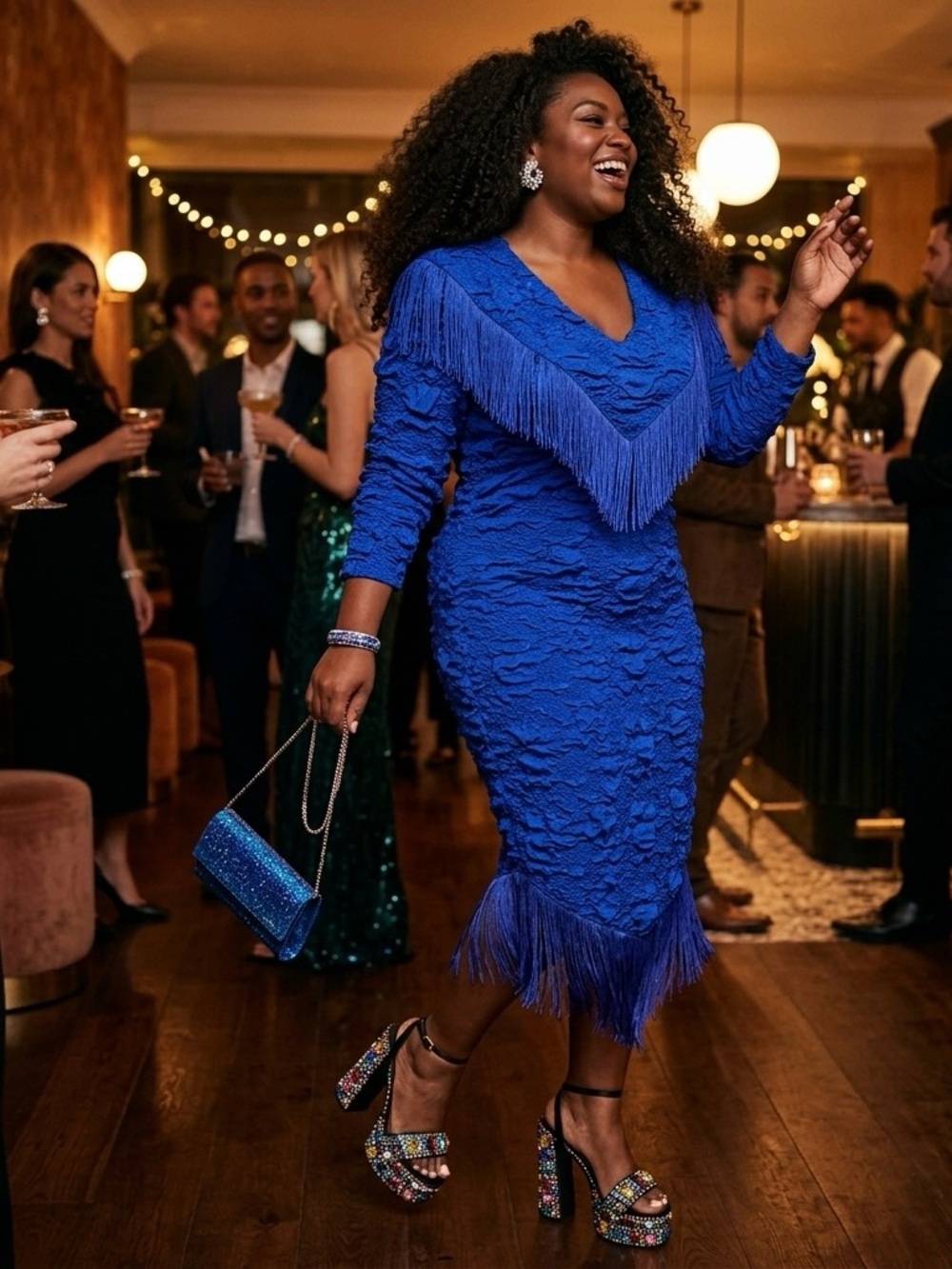*CURVY & LOVING IT* VINTAGE  FRINGE STATEMENT DRESS